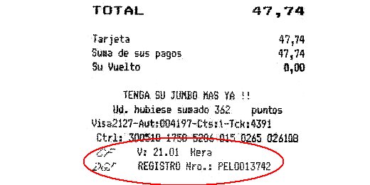 Una factura impresa con su número de CAI y su vencimiento