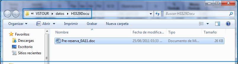 Ver carpeta de documentos en VStour/Datos