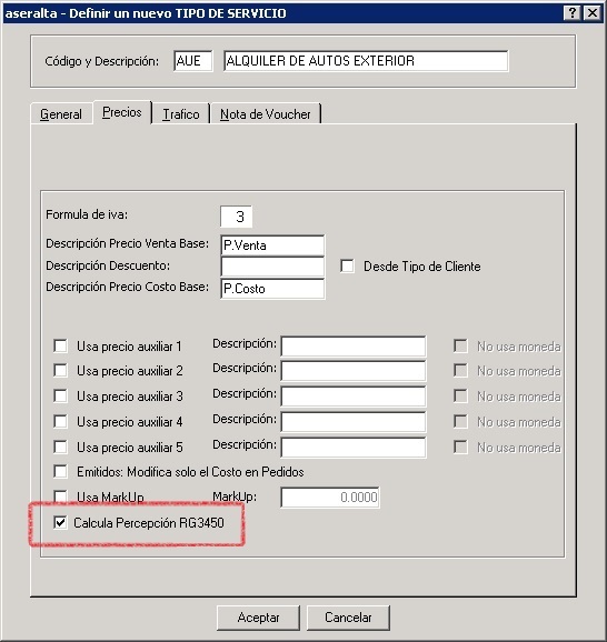 F2 tipo de servicio